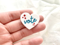 Cute Vote Pin, Hand-Painted Acrylic