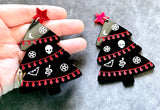 Goth Christmas Tree Earrings