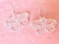 Celestial Glasswing Moth Hoop Earrings