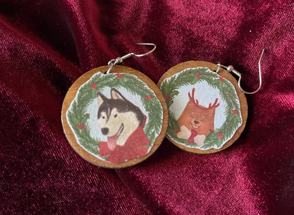 Christmas Dog Earrings #2