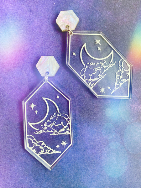 Dreamscape Earrings, Moon and Stars