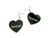 Forever Goth Heart Earrings, Acrylic